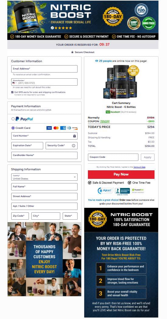 Nitric Boost Ultra order page